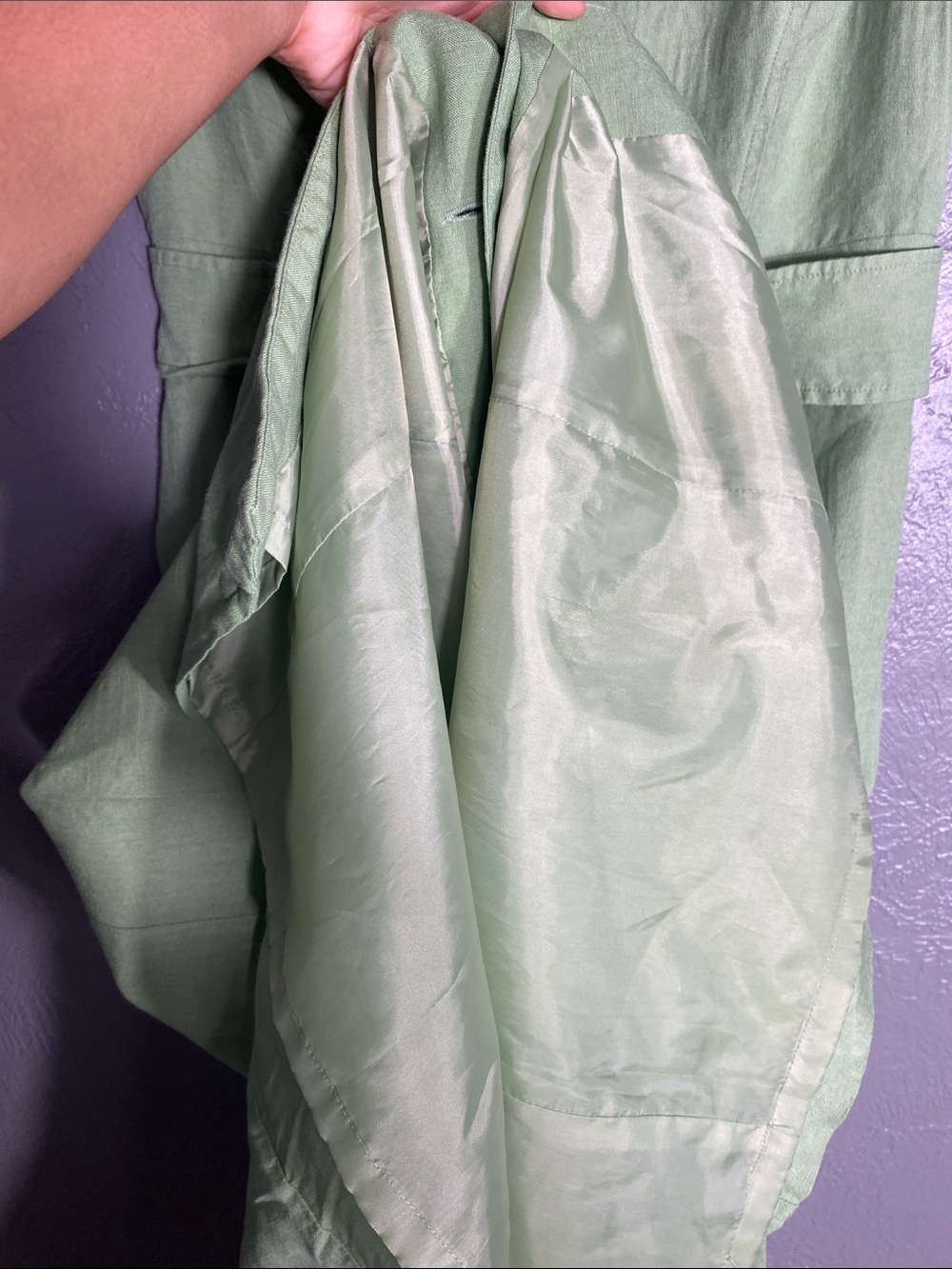 Coldwater Creek Linen Blend Dress P8 Pistachio Green Button Front Fit Flare Midi - Picture 10 of 11